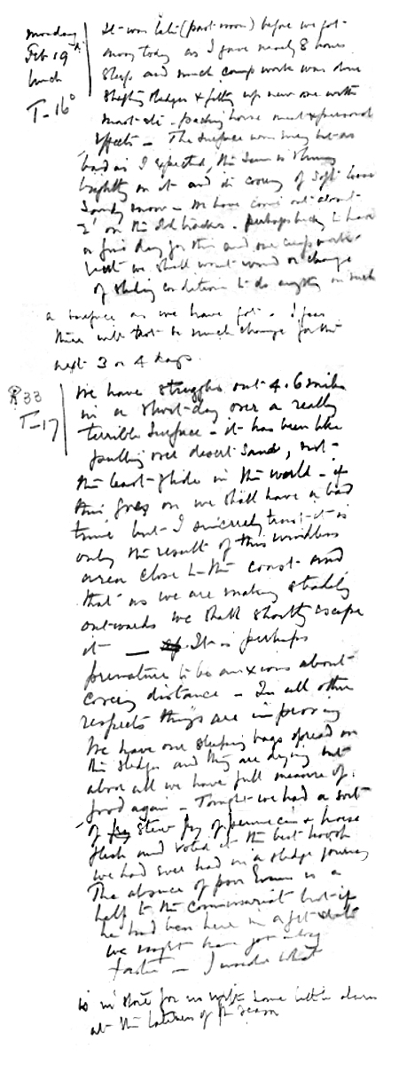 Дневник Роберта Скотта, 19 февраля 1912, скан