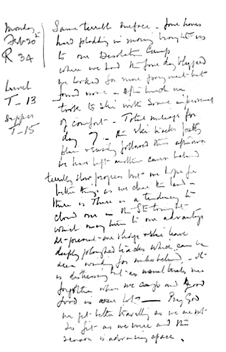Дневник Роберта Скотта, 20 февраля 1912, скан